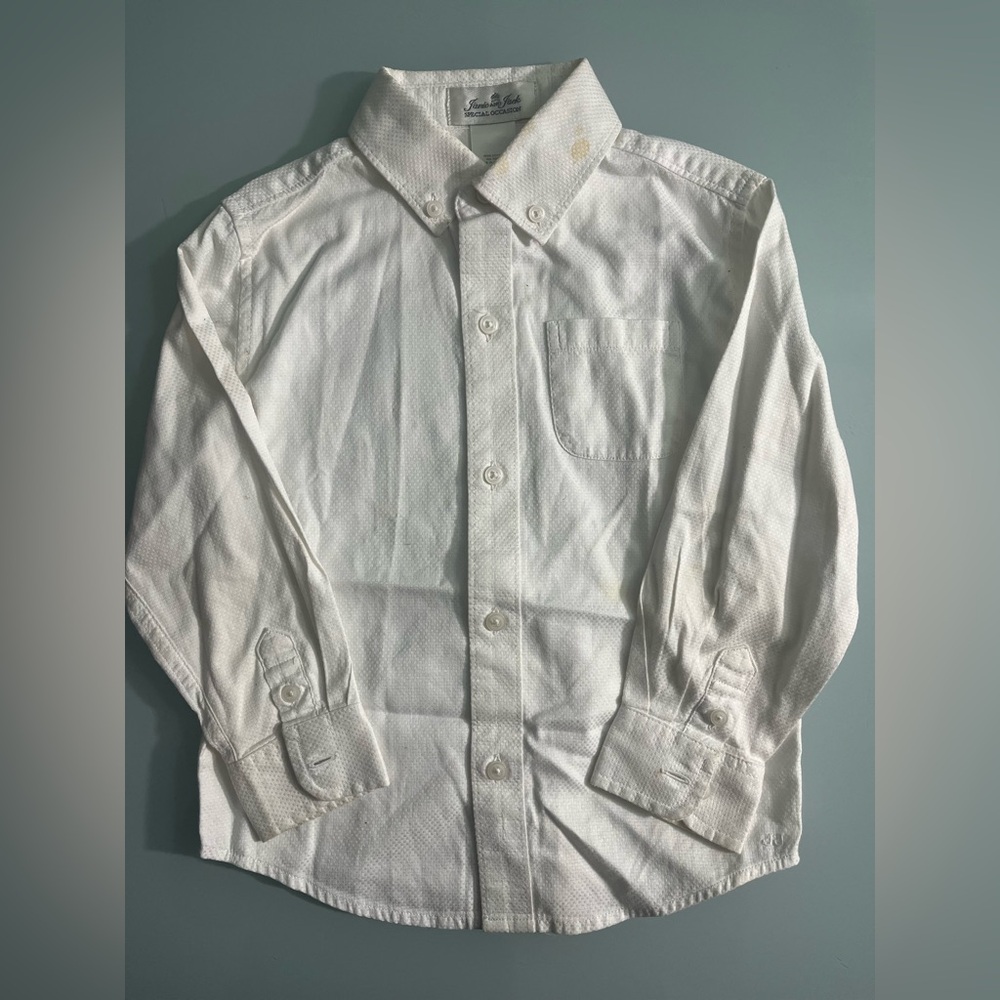 Janie And Jack Special Occasion White Button Down Textured Pattern Toddler Sz 3